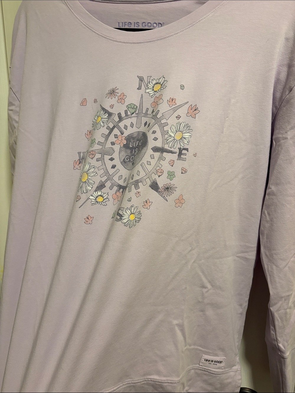 Life Is Good Lavender Compass Daisy Long Sleeve Tee